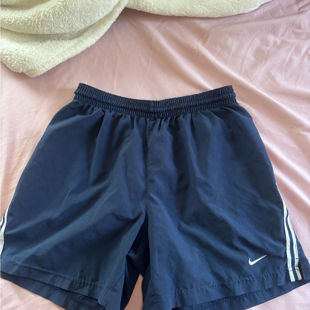 Nike Dark Blue Sports Shorts with White Accents